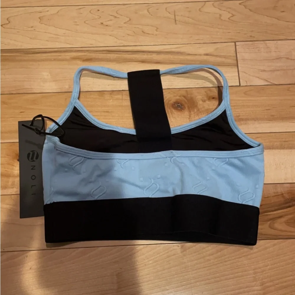 NOLI YOGA MONOGRAM JACQUARD BLUE SPORTS BRA